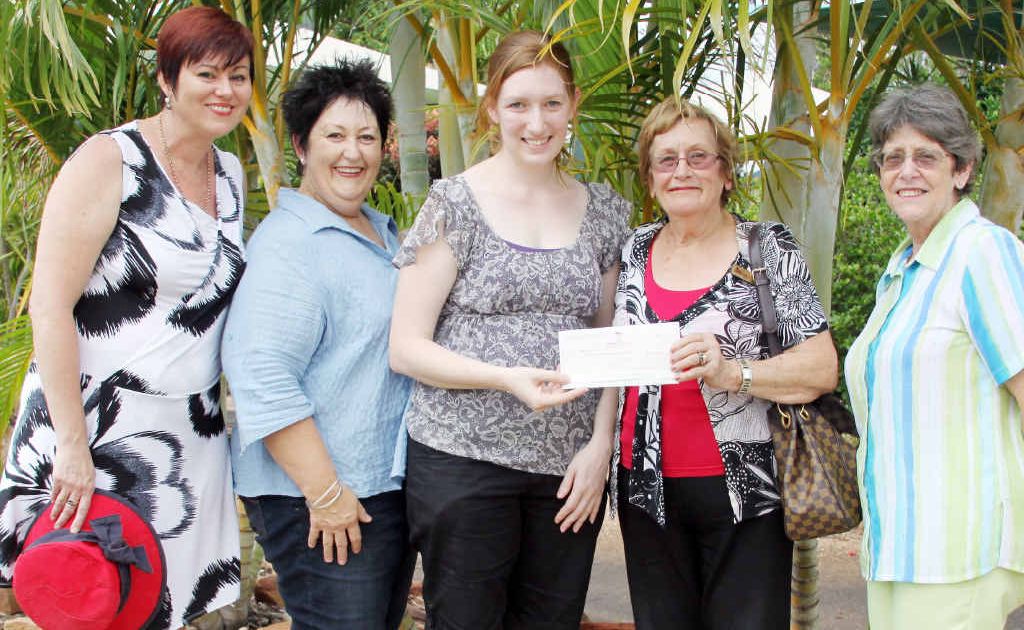 Marist College principal Marie Martin and assistant principal Meaghan Tucker present a cheque to the ladies from the Neighbourhood Centre as part of the Linking Alms appeal. Marist College principal Marie Martin and assistant principal Meaghan Tucker present a cheque to the ladies from the Neighbourhood Centre as part of the Linking Alms appeal.